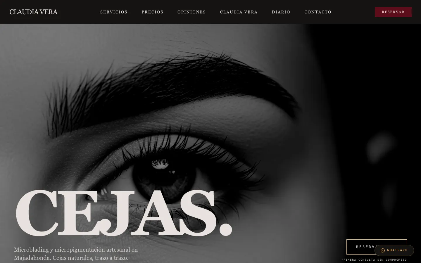 Web de Claudia Vera: microblading premium en Majadahonda